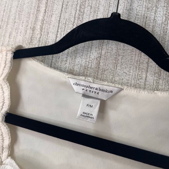 Christopher &‎ Banks Cream Lace 3/4 Top Size Medium Petite - Picture 7 of 9
